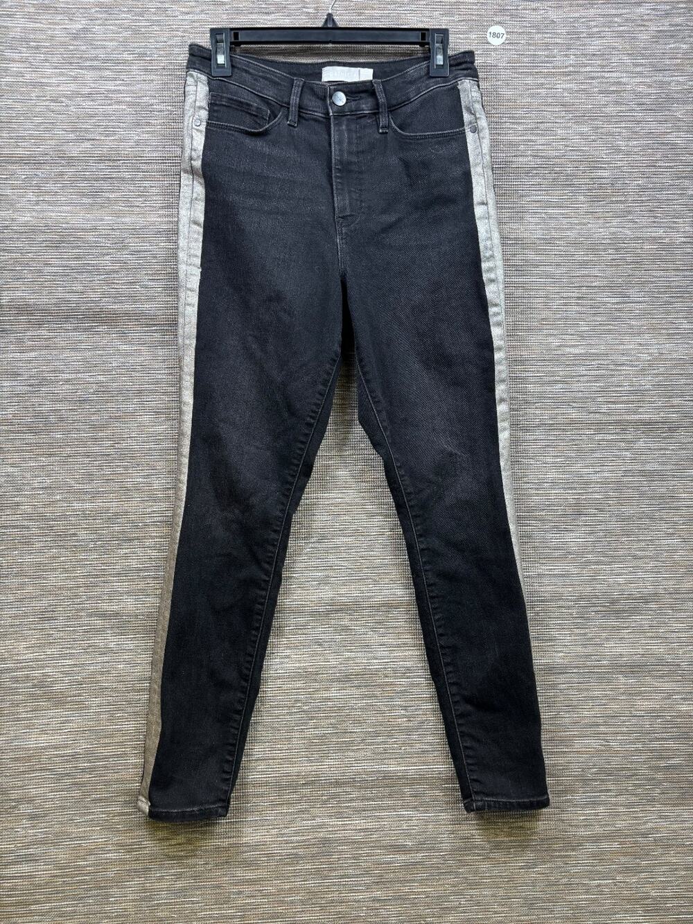 Athleta Carbon Black Sculptek Skinny Jeans Size 8P Metallic Denim Stretch Fitted